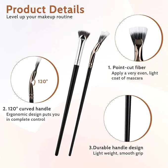 2Pcs Folding Angle Scalloped Lash Brush, Multifunctional Fan Shaped Lashes Wand