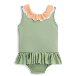 Colorblock Summer Bathing Suit -- Green with Orange