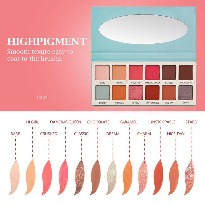 Las Chicas بسعر الجملة لوحة مكياج 12 لون لوحة ظلال عيون نباتية Las Chicas Wholesale Makeup Palette 12 Colors Vegan Eyeshadow Palette