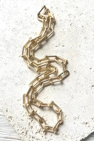 Matte Gold U Chain Paperclip Necklace