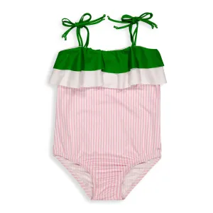 Printed Newport Bathing Suit -- Pink Bubble Stripe