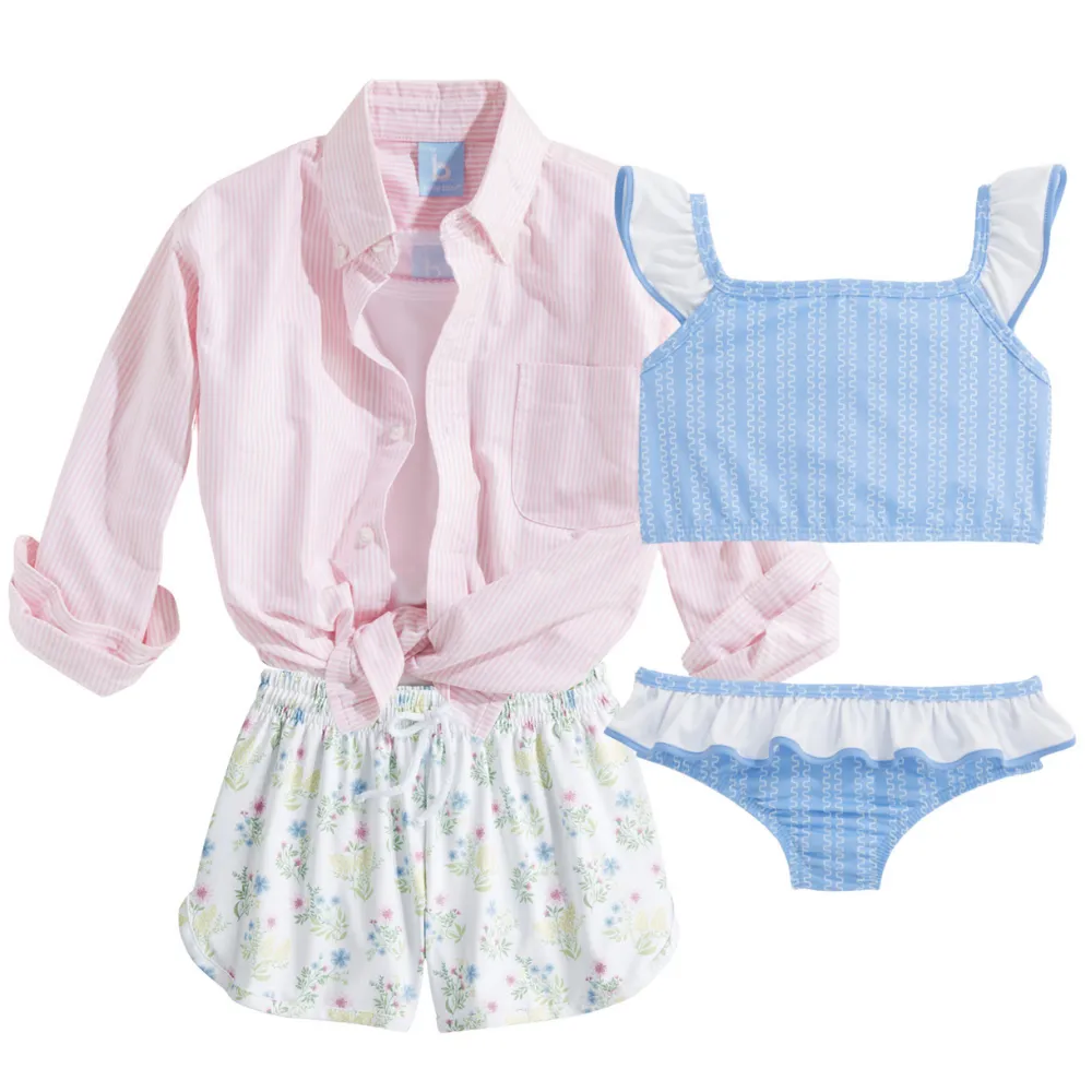 Striped Penelope Two Piece Bathing Suit -- Blue Ticking