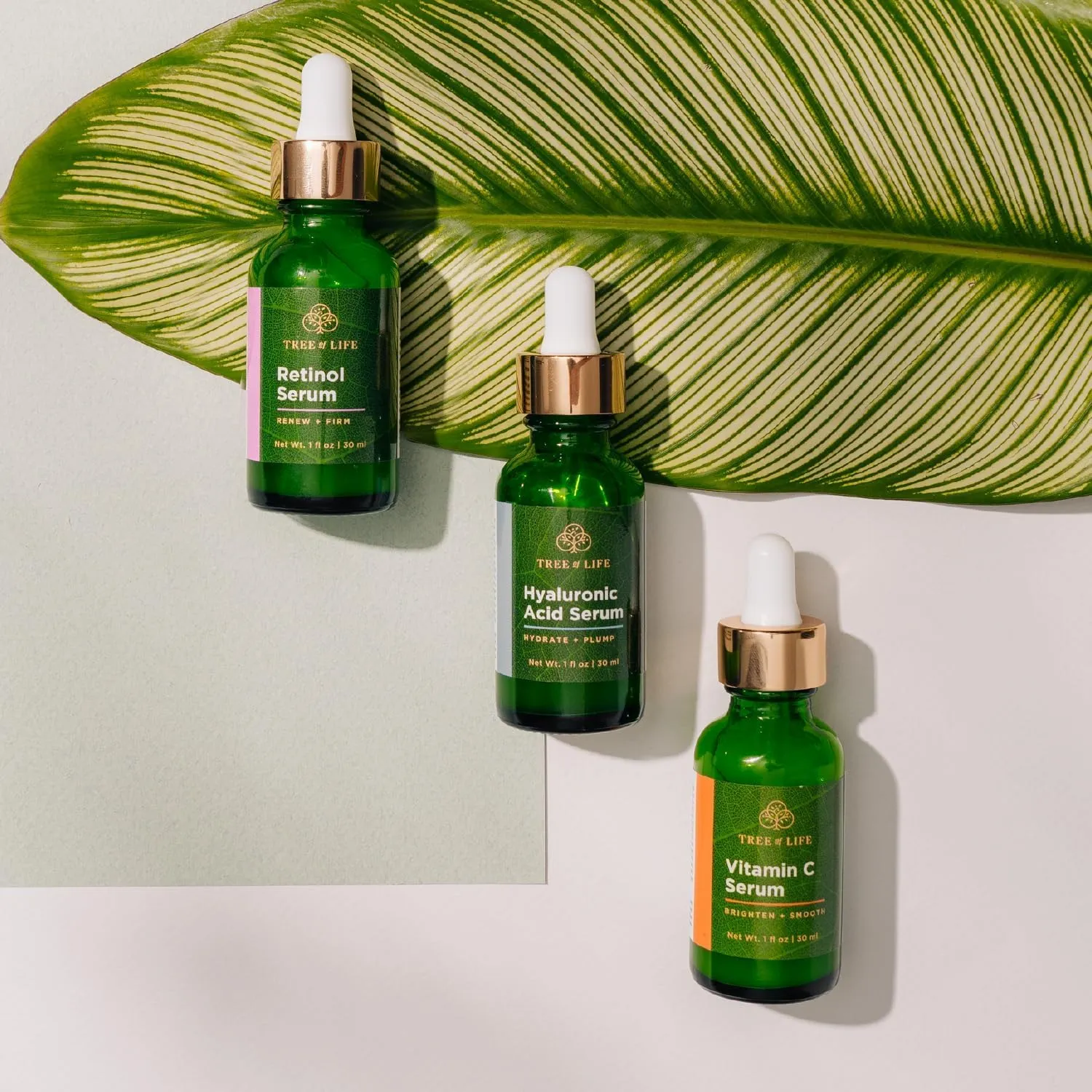 Tree of Life Facial Skincare Set – Brightening, Firming & Hydrating Trio with Vitamin C, Retinol, Hyaluronic Acid, Dermatologist-Tested.