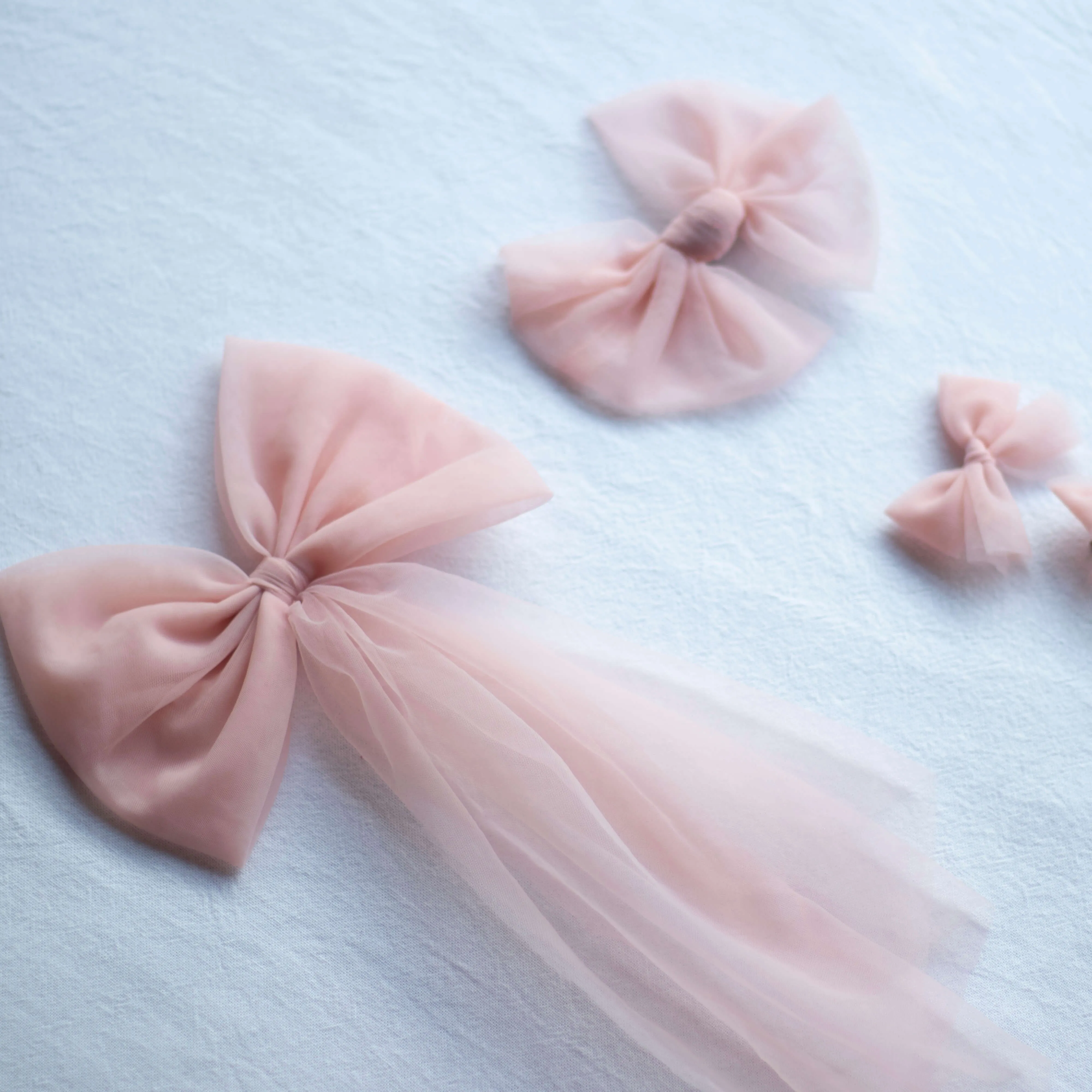 Tulle bows - Peachy blush