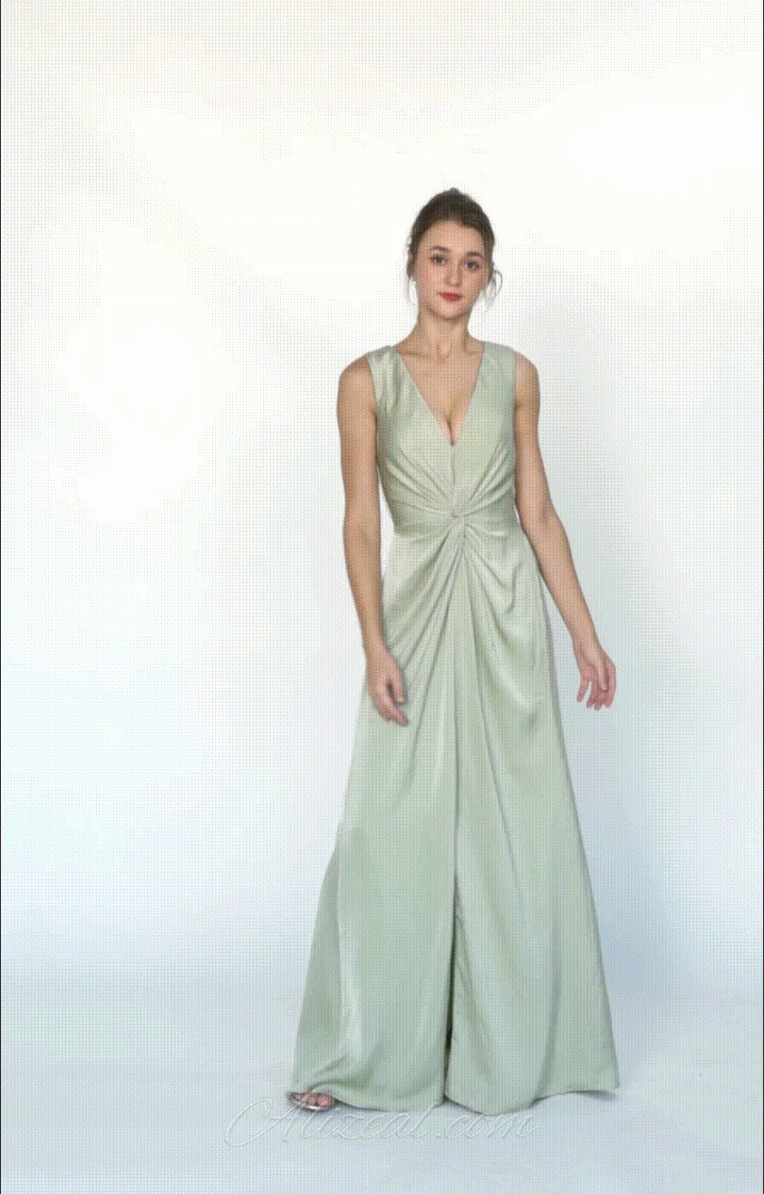 Twisted Detail Sleeveless Front Split A-Line Dresses