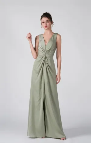 Twisted Detail Sleeveless Front Split A-Line Dresses